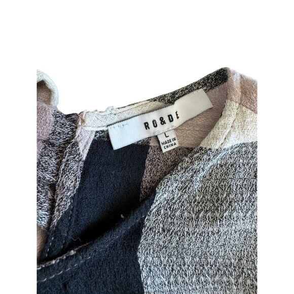 RO&DE Anthropologie Casual Pink Plaid flowy blouse Size Large Preppy Top Y2K - Picture 5 of 5